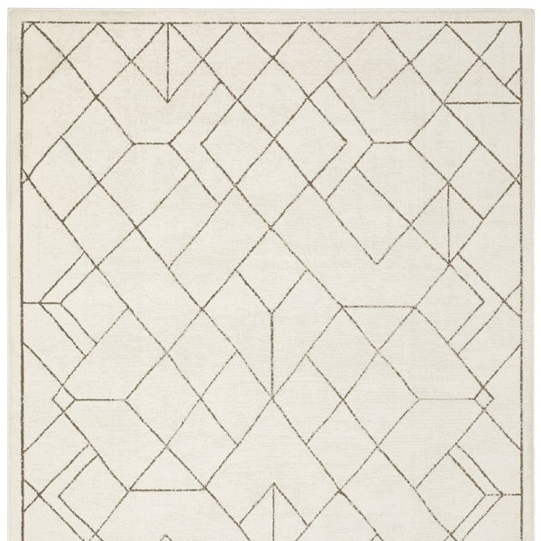 Homeroots 3' Stylish Ivory Geometric Area Rug – Stain Resistant, Soft Texture For A Cozy Home Atmosphere 3' X 5' Polypropylene,Polyester 575259