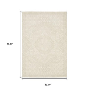 Homeroots 3' Ivory Medallion Area Rug - Stain Resistant, Stylish Design For Home Decor And Cozy Spaces 3' X 5' Polypropylene,Polyester 575262