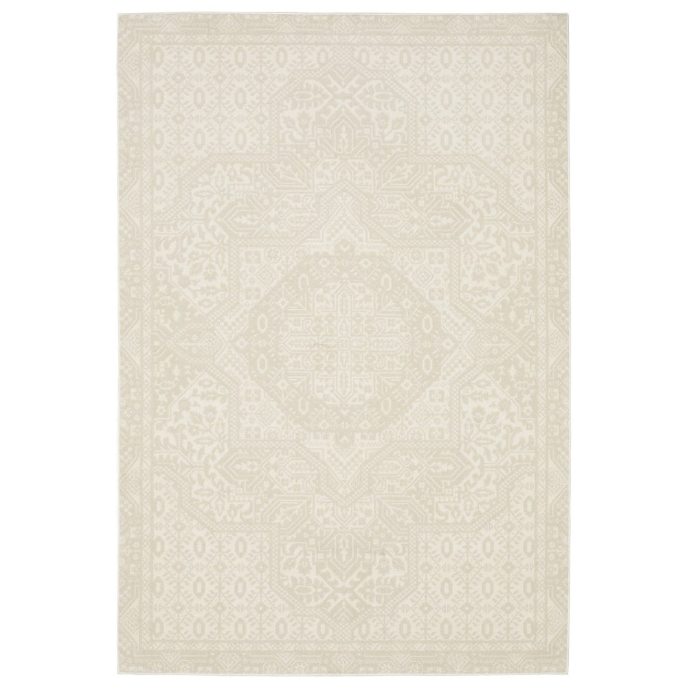HomeRoots 3' Elegant Ivory and Beige Medallion Area Rug – Durable, Stain-Resistant Design for Timeless Style 3' X 5' 575262