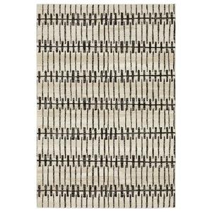 HomeRoots 3' Modern Beige and Black Geometric Area Rug – Durable, Stain-Resistant, Perfect for High-Traffic Spaces 3' X 5' 575264
