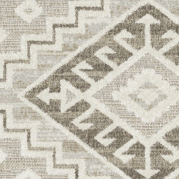 HomeRoots 5' Chic Beige and Brown Tribal Area Rug - Durable, Stain-Resistant Design for Any Stylish Space 3' X 5' 575270