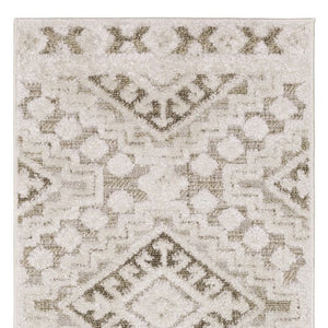 HomeRoots 5' Chic Beige and Brown Tribal Area Rug - Durable, Stain-Resistant Design for Any Stylish Space 8' Runner 575271