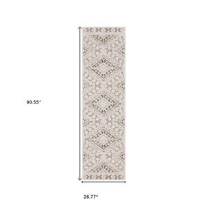 HomeRoots 5' Chic Beige and Brown Tribal Area Rug - Durable, Stain-Resistant Design for Any Stylish Space 8' Runner 575271