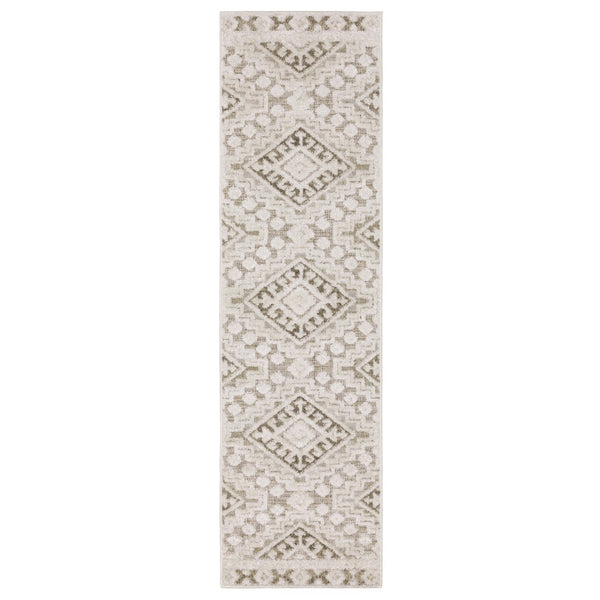 HomeRoots 5' Chic Beige and Brown Tribal Area Rug - Durable, Stain-Resistant Design for Any Stylish Space 8' Runner 575271