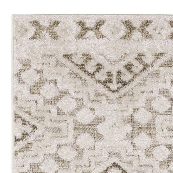 HomeRoots 5' Chic Beige and Brown Tribal Area Rug - Durable, Stain-Resistant Design for Any Stylish Space 8' Runner 575271