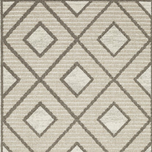 HomeRoots 5' Stylish Beige and Brown Geometric Area Rug – Modern, Stain-Resistant, Durable for Everyday Living 3' X 5' 575274