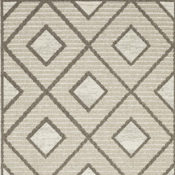 HomeRoots 5' Stylish Beige and Brown Geometric Area Rug – Modern, Stain-Resistant, Durable for Everyday Living 3' X 5' 575274