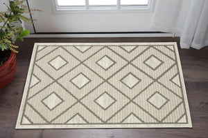 HomeRoots 5' Stylish Beige and Brown Geometric Area Rug – Modern, Stain-Resistant, Durable for Everyday Living 3' X 5' 575274