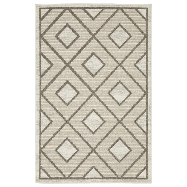 HomeRoots 5' Stylish Beige and Brown Geometric Area Rug – Modern, Stain-Resistant, Durable for Everyday Living 3' X 5' 575274