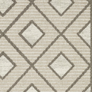 HomeRoots 5' Stylish Beige and Brown Geometric Area Rug – Modern, Stain-Resistant, Durable for Everyday Living 3' X 5' 575274