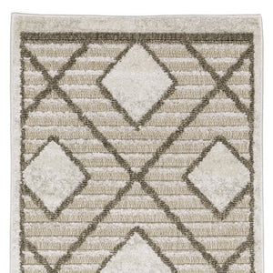 HomeRoots 5' Stylish Beige and Brown Geometric Area Rug – Modern, Stain-Resistant, Durable for Everyday Living 8' Runner 575275