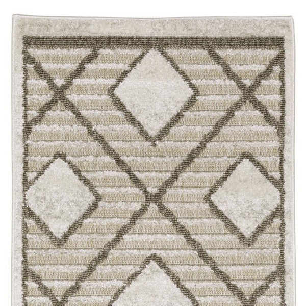 HomeRoots 5' Stylish Beige and Brown Geometric Area Rug – Modern, Stain-Resistant, Durable for Everyday Living 8' Runner 575275