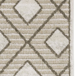HomeRoots 5' Stylish Beige and Brown Geometric Area Rug – Modern, Stain-Resistant, Durable for Everyday Living 8' Runner 575275