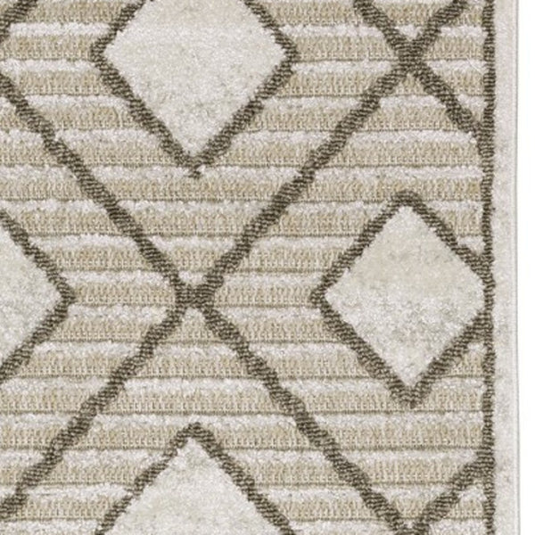 HomeRoots 5' Stylish Beige and Brown Geometric Area Rug – Modern, Stain-Resistant, Durable for Everyday Living 8' Runner 575275