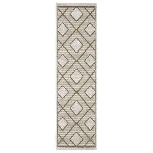 HomeRoots 5' Stylish Beige and Brown Geometric Area Rug – Modern, Stain-Resistant, Durable for Everyday Living 8' Runner 575275