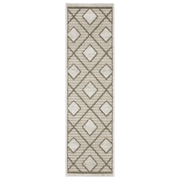 HomeRoots 5' Stylish Beige and Brown Geometric Area Rug – Modern, Stain-Resistant, Durable for Everyday Living 8' Runner 575275