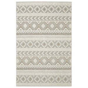 Homeroots 3' Gray Tribal Area Rug – Stylish Power Loom Design, Stain Resistant, Perfect For Any Home Decor 3' X 5' Polypropylene 575276