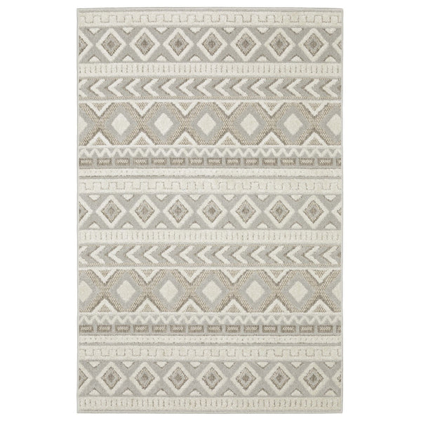 Homeroots 3' Gray Tribal Area Rug – Stylish Power Loom Design, Stain Resistant, Perfect For Any Home Decor 3' X 5' Polypropylene 575276