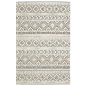 HomeRoots 3' Gray and Beige Tribal Area Rug - Durable, Stain-Resistant, Perfect for High-Traffic Family Spaces 3' X 5' 575276