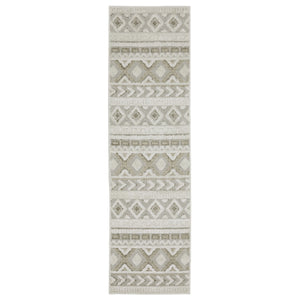 Homeroots 3' Gray Tribal Area Rug – Stylish Power Loom Design, Stain Resistant, Perfect For Any Home Decor 8' Runner Polypropylene 575277