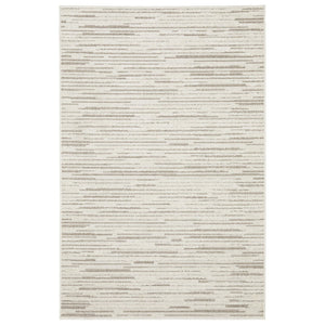 HomeRoots 5' Distressed Ivory and Brown Striped Area Rug - Durable, Stain-Resistant, Perfect for Any Space 3' X 5' 575278