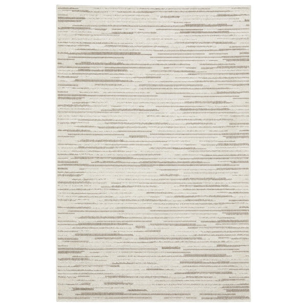 HomeRoots 5' Distressed Ivory and Brown Striped Area Rug - Durable, Stain-Resistant, Perfect for Any Space 3' X 5' 575278