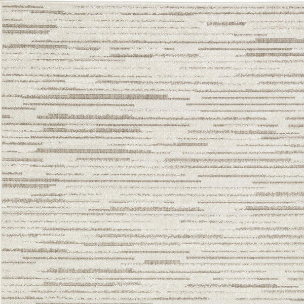HomeRoots 5' Distressed Ivory and Brown Striped Area Rug - Durable, Stain-Resistant, Perfect for Any Space 3' X 5' 575278