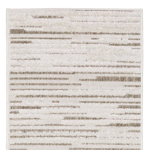 HomeRoots 5' Distressed Ivory and Brown Striped Area Rug - Durable, Stain-Resistant, Perfect for Any Space 8' Runner 575279
