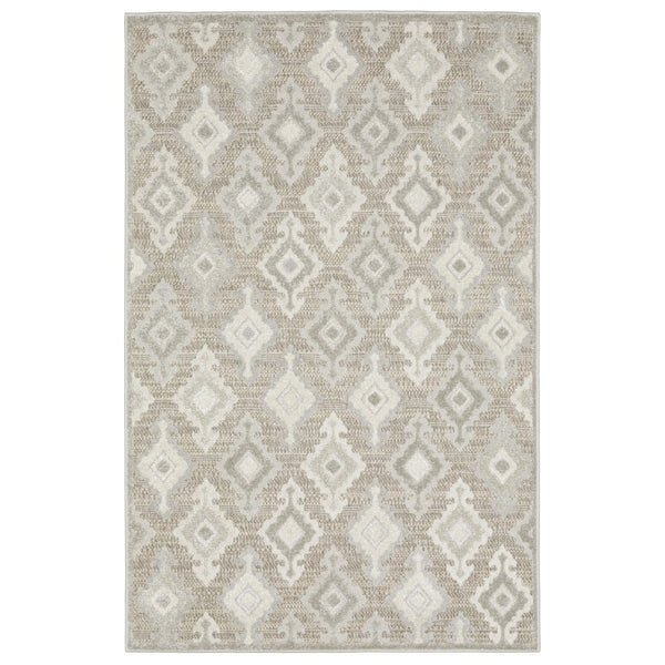HomeRoots 5' Timeless Beige and Gray Oriental Area Rug - Stain Resistant, Durable, Perfect for High-Traffic Spaces 3' X 5' 575280