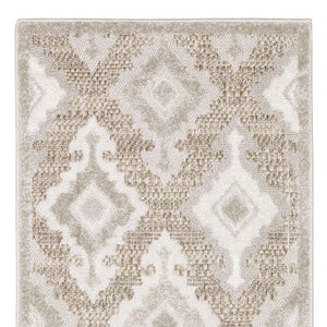 HomeRoots 5' Timeless Beige and Gray Oriental Area Rug - Stain Resistant, Durable, Perfect for High-Traffic Spaces 8' Runner 575281