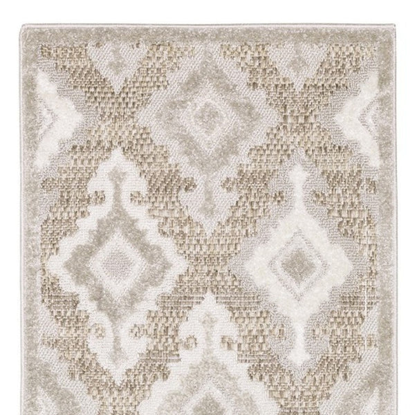 HomeRoots 5' Timeless Beige and Gray Oriental Area Rug - Stain Resistant, Durable, Perfect for High-Traffic Spaces 8' Runner 575281