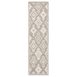 HomeRoots 5' Timeless Beige and Gray Oriental Area Rug - Stain Resistant, Durable, Perfect for High-Traffic Spaces 8' Runner 575281