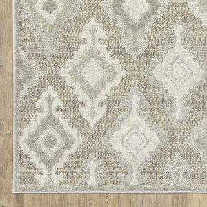 HomeRoots 5' Timeless Beige and Gray Oriental Area Rug - Stain Resistant, Durable, Perfect for High-Traffic Spaces 8' Runner 575281