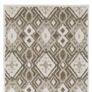 HomeRoots 5' Elegant Brown and Beige Tribal Area Rug - Durable, Stain-Resistant Design for Any Room Decor 8' Runner 575285