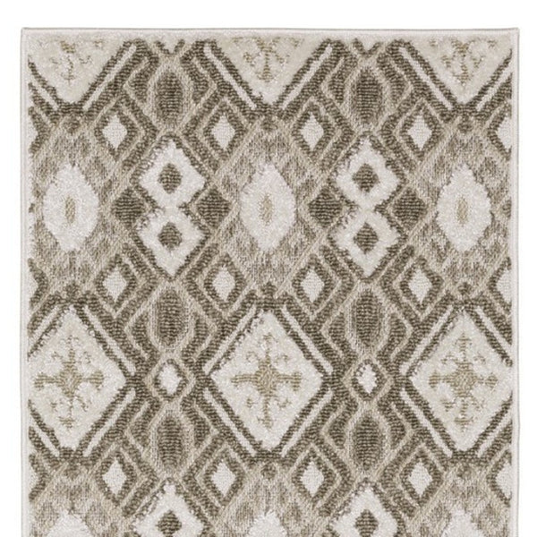 HomeRoots 5' Elegant Brown and Beige Tribal Area Rug - Durable, Stain-Resistant Design for Any Room Decor 8' Runner 575285