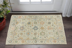 Homeroots 2' Hand Knotted Beige And Green Wool Oriental Area Rug With Fringe For Timeless Home Elegance 2' X 3' Wool 575286