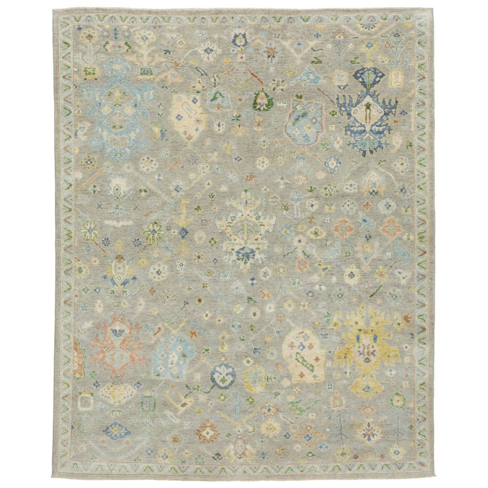 HomeRoots 2' Hand-Knotted Wool Oriental Area Rug in Gray-Blue & Yellow with Timeless Fringe for Elegance 2' X 3' 575287