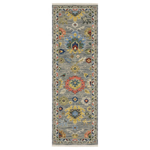 HomeRoots 6' Elegant Gray Blue Green Oriental Runner Rug with Fringed Tassels for Hallways and Entryways 6' Runner 575290