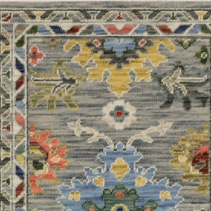 Homeroots 2' Gray Blue And Yellow Oriental Area Rug With Fringe – Stylish Design To Enhance Your Home Decor 6' Runner Wool Blend 575290