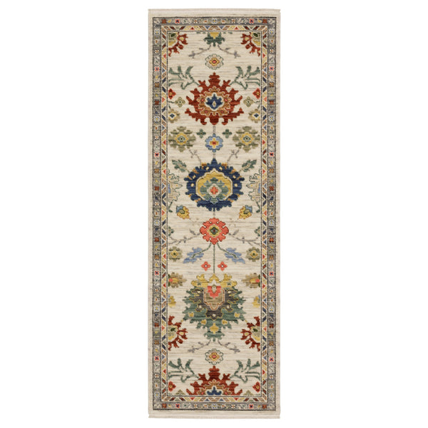 Homeroots 2' Gray Blue And Yellow Oriental Area Rug With Fringe – Stylish Design To Enhance Your Home Decor 6' Runner Wool Blend 575291
