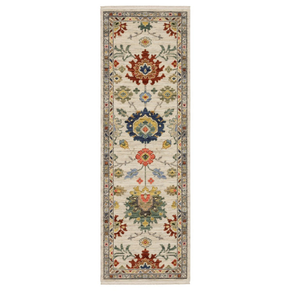 HomeRoots 6' Elegant Gray Blue Green Oriental Runner Rug with Fringed Tassels for Hallways and Entryways 6' Runner 575291