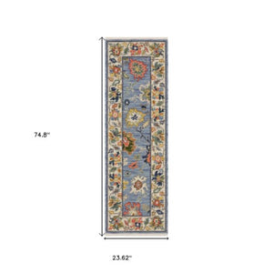 Homeroots 2' Cozy Gray Oriental Area Rug With Fringe - Elevate Your Space With Timeless Style And Warmth 6' Runner Wool Blend 575292