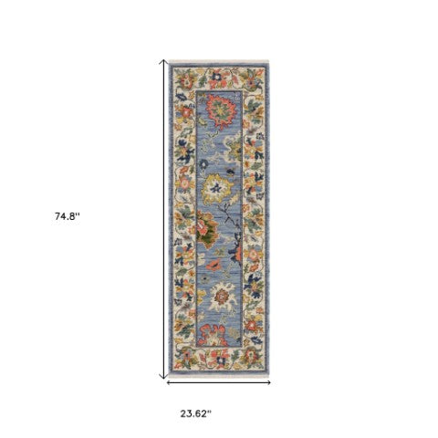 Homeroots 2' Cozy Gray Oriental Area Rug With Fringe - Elevate Your Space With Timeless Style And Warmth 6' Runner Wool Blend 575292