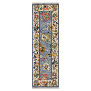 HomeRoots 6' Elegant Blue Green and Ivory Oriental Runner Rug with Fringe for Classic Home Décor Appeal 6' Runner 575292