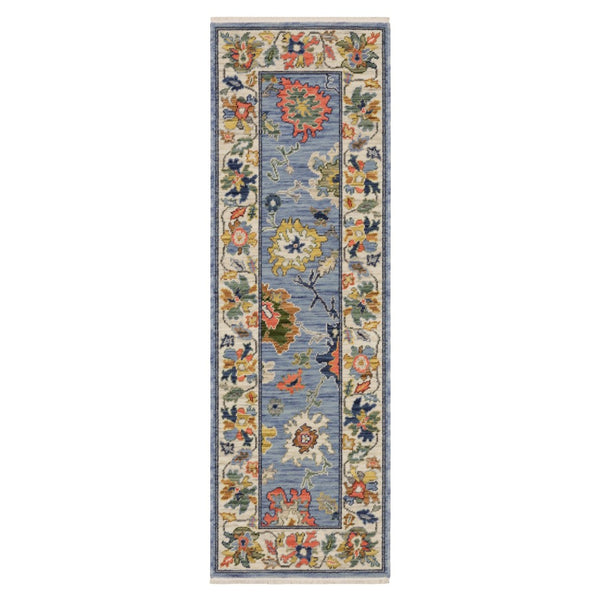 HomeRoots 6' Elegant Blue Green and Ivory Oriental Runner Rug with Fringe for Classic Home Décor Appeal 6' Runner 575292
