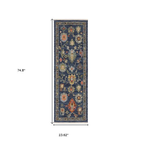 Homeroots 2' Yellow Oriental Area Rug With Fringe - Timeless Design For Cozy Home Decor And Warmth 6' Runner Wool Blend 575295