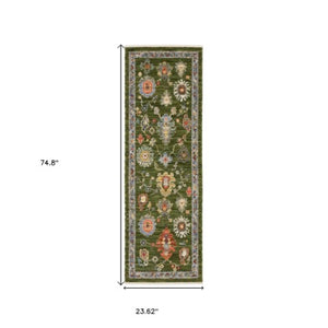 Homeroots 2' Yellow Oriental Area Rug With Fringe - Timeless Design For Cozy Home Decor And Warmth 6' Runner Wool Blend 575296