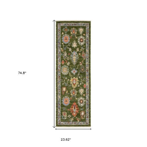 Homeroots 2' Yellow Oriental Area Rug With Fringe - Timeless Design For Cozy Home Decor And Warmth 6' Runner Wool Blend 575296