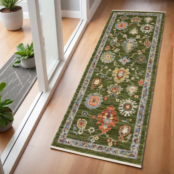 Homeroots 2' Yellow Oriental Area Rug With Fringe - Timeless Design For Cozy Home Decor And Warmth 6' Runner Wool Blend 575296