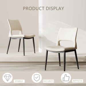 English Elm Modern Minimalist White Pu Leather Dining Chairs Set Of 2 - Stylish Comfort For Home Or Office W1727P251121